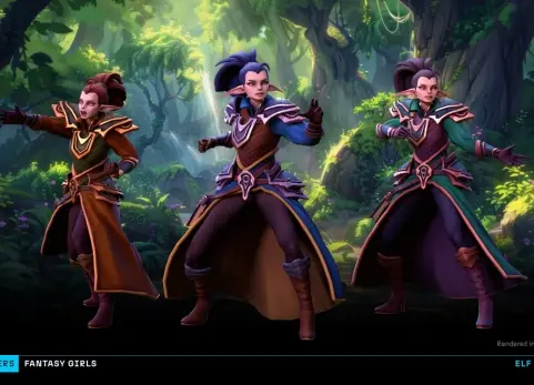 风格化奇幻女孩非玩家角色包 Stylized Fantasy Girls NPC Pack #3