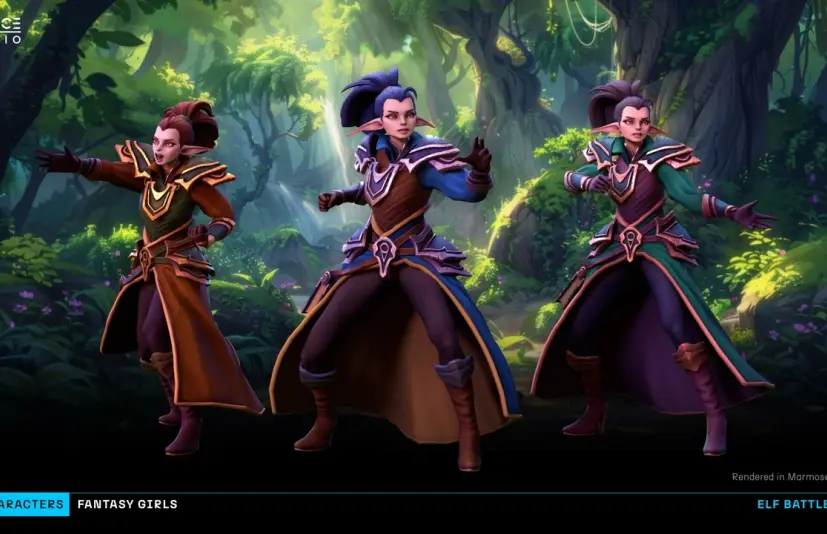 风格化奇幻女孩非玩家角色包 Stylized Fantasy Girls NPC Pack #3