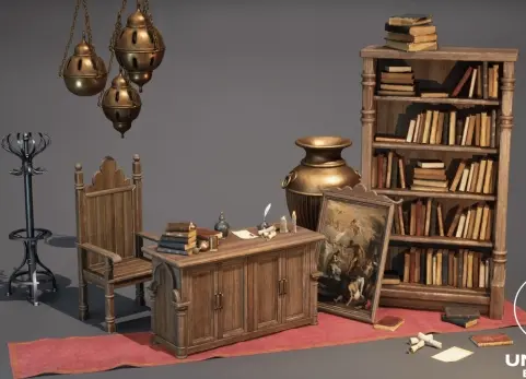 中世纪家具道具（哥特式道具、维多利亚时期道具、中世纪道具、家具）Medieval Furniture Props (Gothic Props, Victorian Props, Medieval, Furniture)