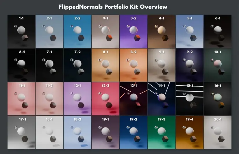 blender灯光渲染作品集工具包 FlippedNormals Portfolio Kit