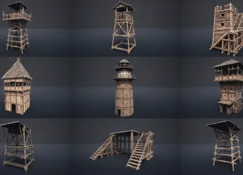 中世纪瞭望塔与平台 - 版本1 Medieval Watchtowers and Platforms - v1