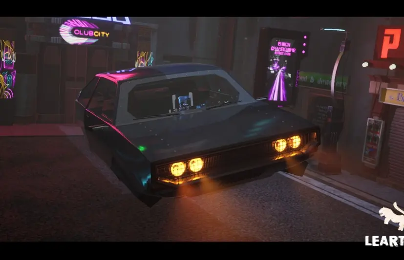 可驾驶的动画复古赛博朋克悬浮车02（赛博朋克风格改装车3D）Cyberpunk Hover Car 02