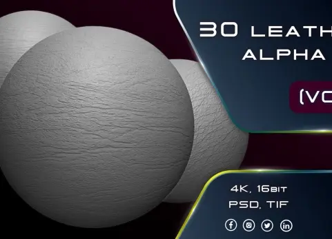 30款皮革阿尔法（无缝且可平铺 - 第01卷）30 Leather Alphas (Seamless and Tileable - Vol 01)