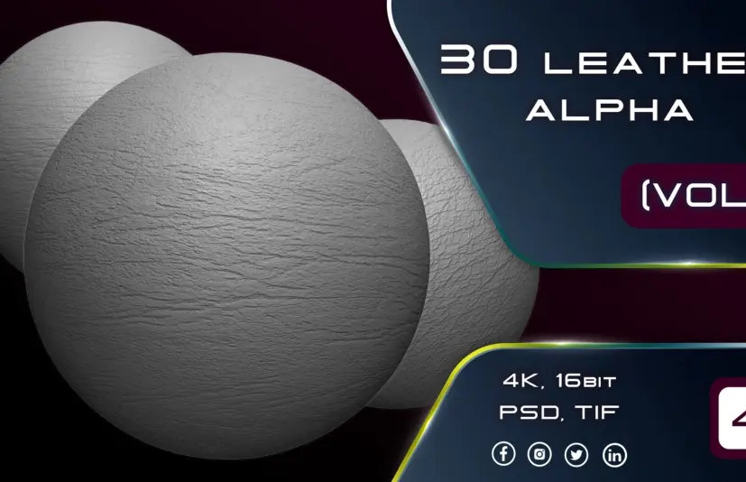 30款皮革阿尔法（无缝且可平铺 - 第01卷）30 Leather Alphas (Seamless and Tileable - Vol 01)