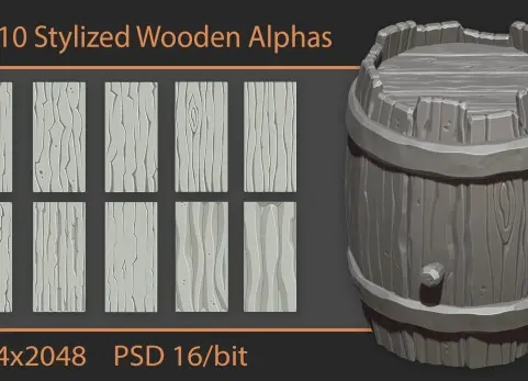 风格化木纹遮罩贴图 Stylized Wooden Alphas