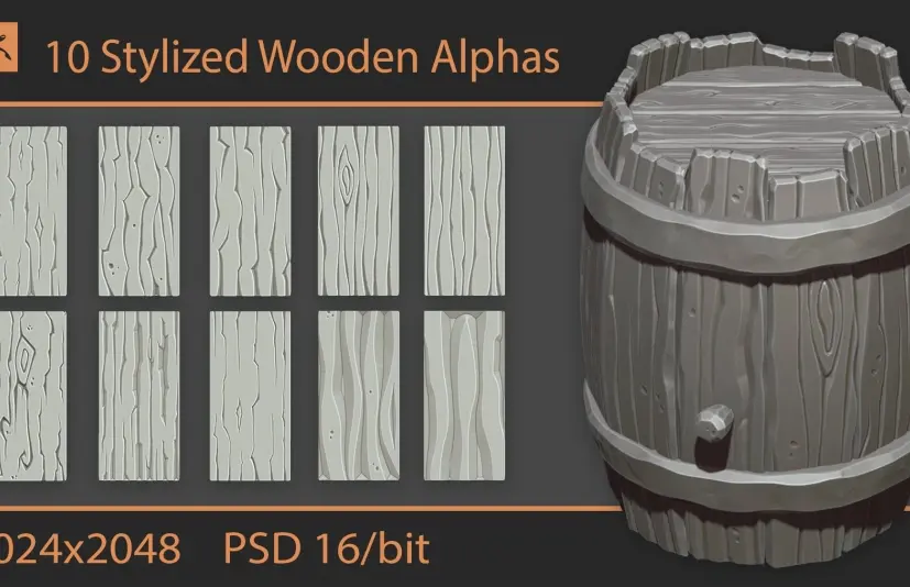 风格化木纹遮罩贴图 Stylized Wooden Alphas
