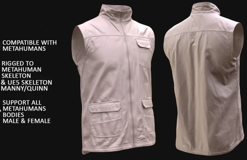 背心57 - 所有MH身体和UE5骨架 - 已绑定 Vest 57 - All MH Bodies & UE5 Skeletons - Rigged