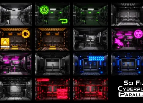 科幻赛博朋克视差房间 Sci Fi - Cyberpunk Parallax Rooms