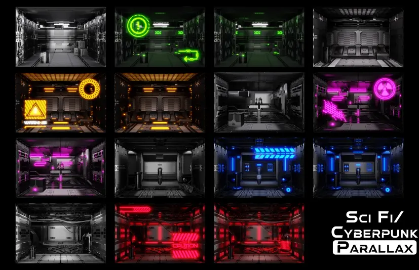 科幻赛博朋克视差房间 Sci Fi - Cyberpunk Parallax Rooms