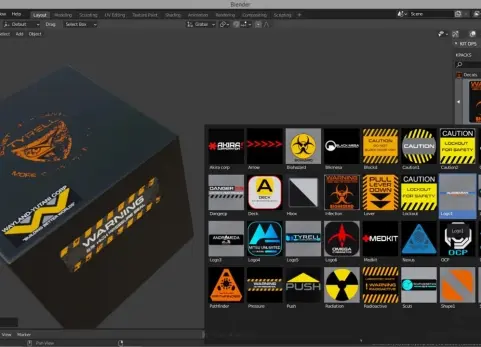 适用于Blender和Kit Ops的科幻贴花 Sci Fi decal Kpack for blender and Kit Ops