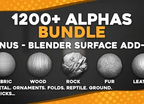 1200多个适用于ZBrush、Blender的Alphas捆绑包 1200+ Alphas Bundle for ZBrush, Blender.
