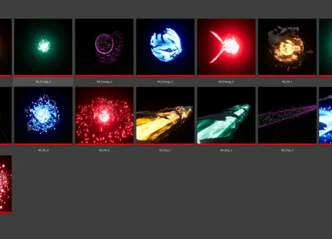 奶瓜射线视觉特效包（能量、射线、击中效果） Niagara Ray VFX Pack (Energy, Ray, Hit Effects)