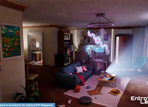 风格化纽约游戏室（室内模块化纽约环境） Stylized New York Gaming Room ( Interior Modular NYC Environment)