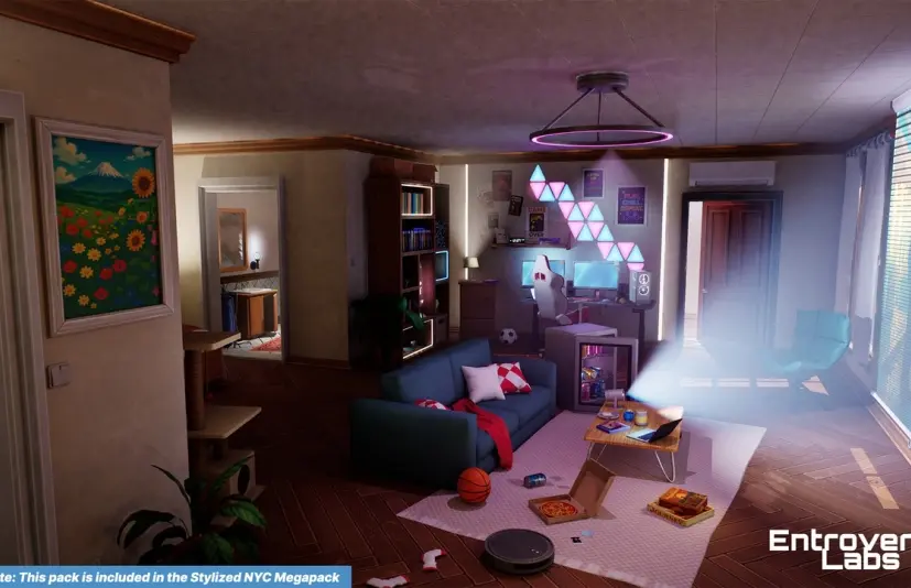风格化纽约游戏室(室内模块化纽约环境) Stylized New York Gaming Room ( Interior Modular ...