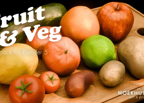 适用于Blender 5的水果和蔬菜资源包 Fruit and Veg AssetPack for Blender 5