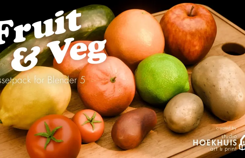 适用于Blender 5的水果和蔬菜资源包 Fruit and Veg AssetPack for Blender 5