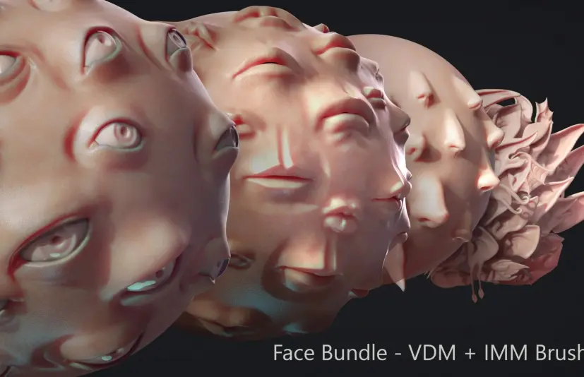ZBrush - 面部IMM + VDM捆绑包 ZBrush - Face IMM + VDM Bundle