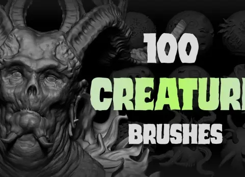 100 种生物笔刷超级包 Zbrush + Blender - 100 Creature Brush Mega Pack
