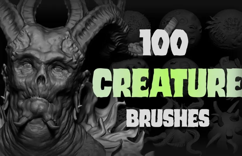 100 种生物笔刷超级包 Zbrush + Blender - 100 Creature Brush Mega Pack