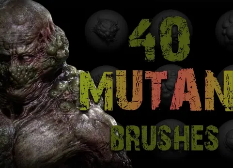 40 款龙形笔刷 Zbrush + Blender - 40 Mutant VDM Brushes