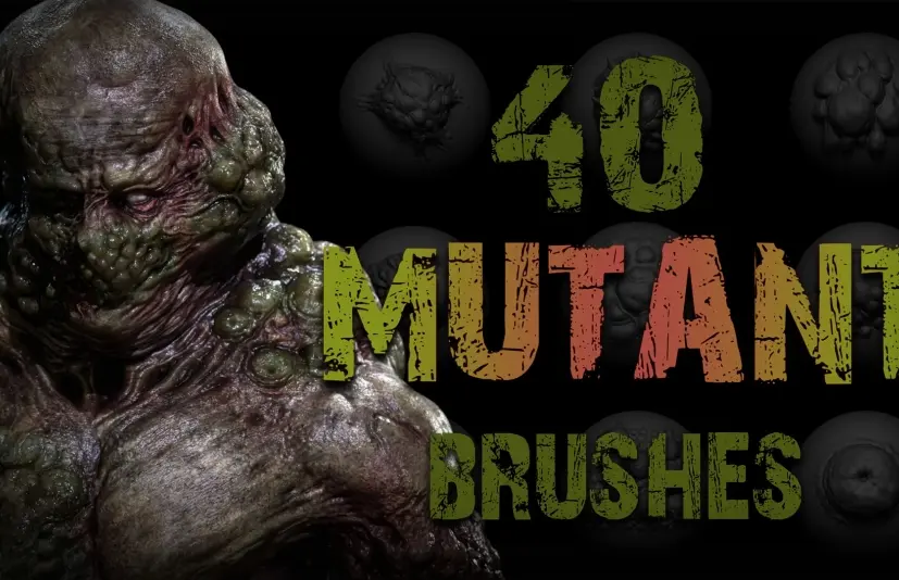40 款龙形笔刷 Zbrush + Blender - 40 Mutant VDM Brushes