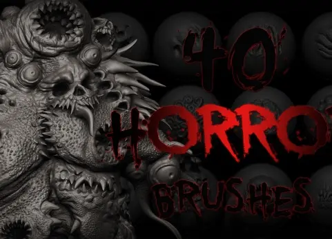 40款恐怖VDM笔刷 Zbrush + Blender - 40 Horror VDM Brush