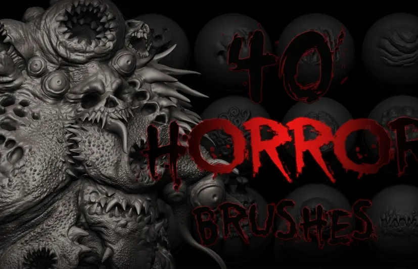 40款恐怖VDM笔刷 Zbrush + Blender - 40 Horror VDM Brush