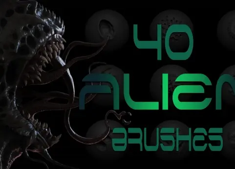 40 款异形笔刷 Zbrush + Blender - 40 Alien Brushes