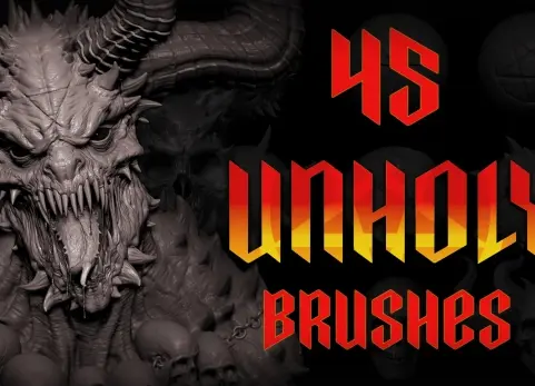 40 款异形笔刷 Zbrush + Blender - 45 Unholy Brushes