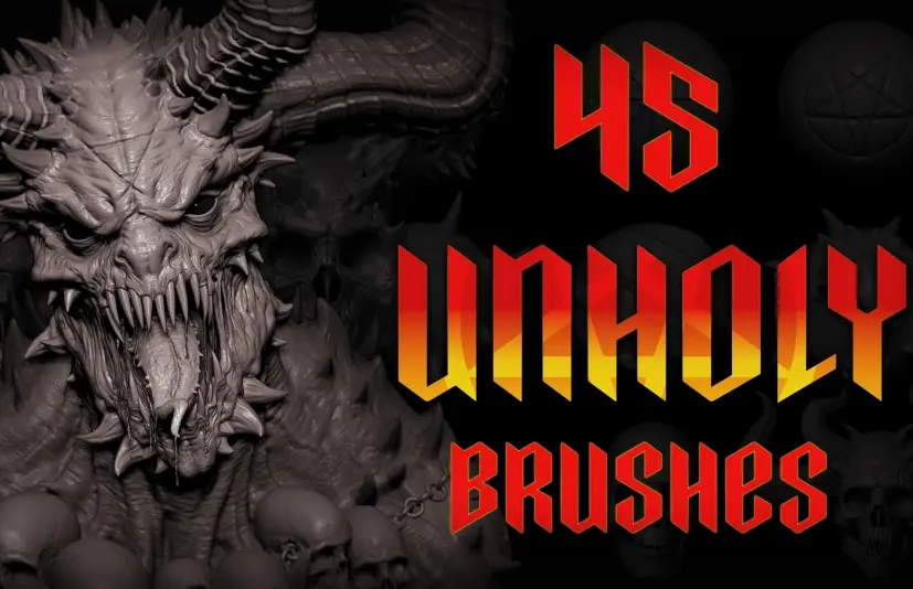 40 款异形笔刷 Zbrush + Blender - 45 Unholy Brushes