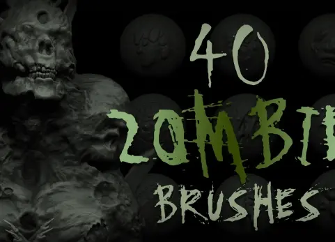 40款僵尸笔刷 Zbrush + Blender - 40 Zombie Brushes