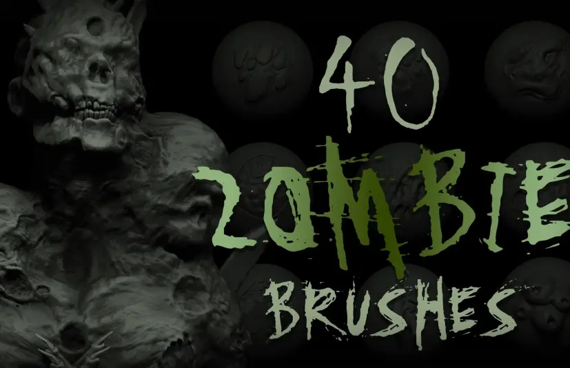 40款僵尸笔刷 Zbrush + Blender - 40 Zombie Brushes