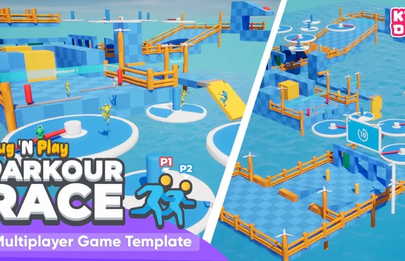 跑酷竞速 - 多人联机蓝图游戏模板 Parkour Race - Multiplayer Blueprint Game Template - Platformer - By Kekdot