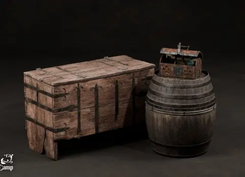 中世纪道具合集 第4卷——可拾取木箱 Medieval Props Vol. 4 - Wooden Chests (Lootable)