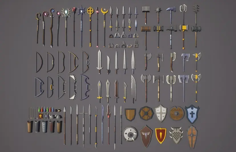 低多边形角色扮演游戏奇幻武器 Low Poly RPG Fantasy Weapons