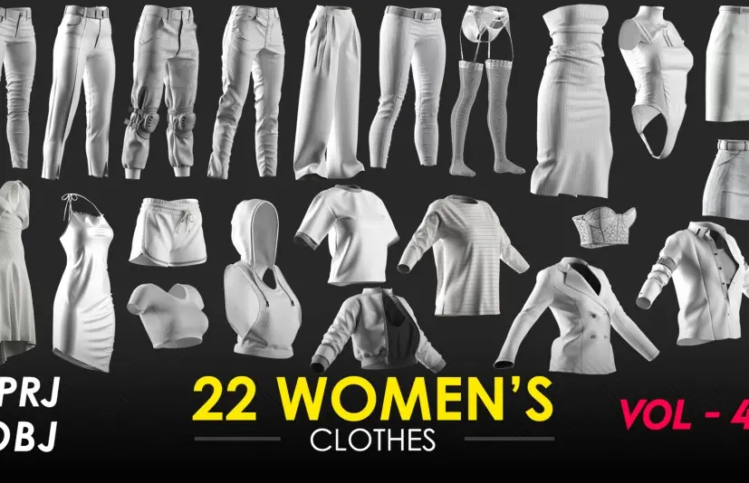 22款女装 - 第4卷 - 惊艳系列 - CLO项目文件 22 Women's Clothes - VOL 4 - Marvelous - CLO Project file