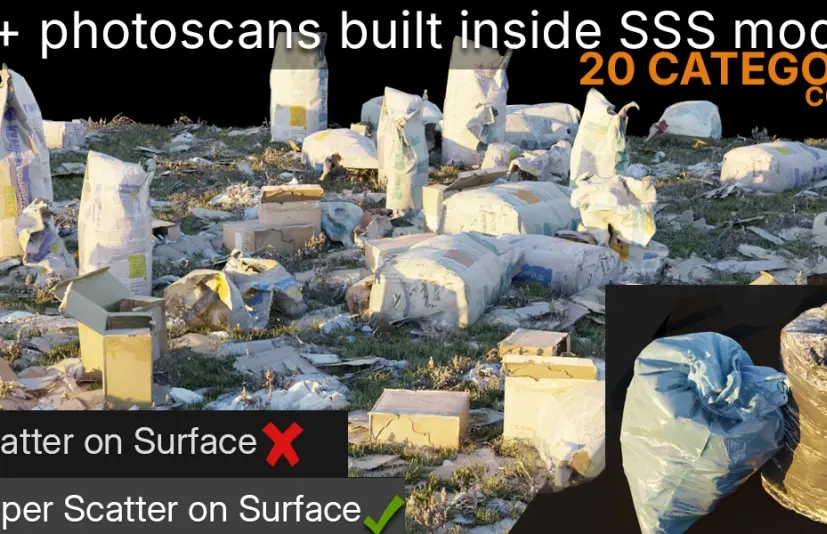 blender表面超级散射，400+光扫描覆盖20个类别 - Super Scatter On Surface, 400+ Photoscans Covering 20 Categories