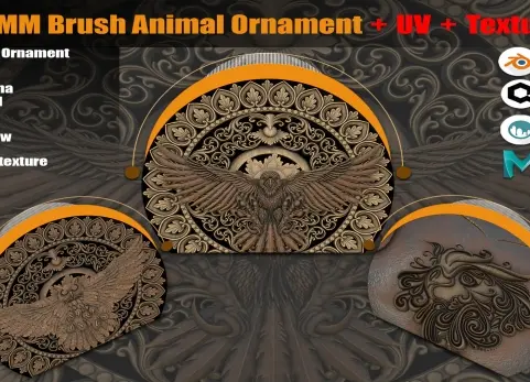 20个IMM笔刷动物摆件 + PBR材质贴图（2种类型）+ UV - 20 IMM Brush Animal Ornament + PBR Texture ( 2 types ) + UV