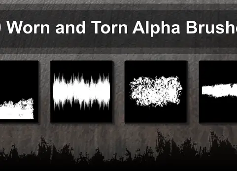 50把Alpha画笔——磨损和撕裂的边缘 - 50 Alpha Brushes - Worn And Torn Edges