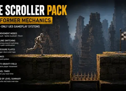 横版卷轴资源包——平台跳跃游戏机制 Side Scroller Pack – Platformer Mechanics