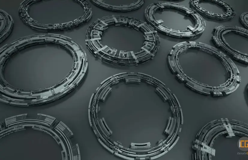87种风格化的圆形3D图形模型 - Tech Circles TC4 3D model