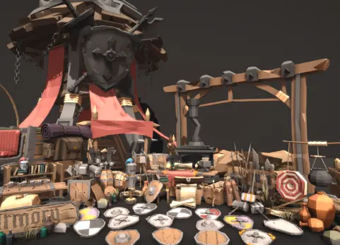 风格化奇幻军械库 - 低多边形3D美术 STYLIZED Fantasy Armory - Low Poly 3D Art