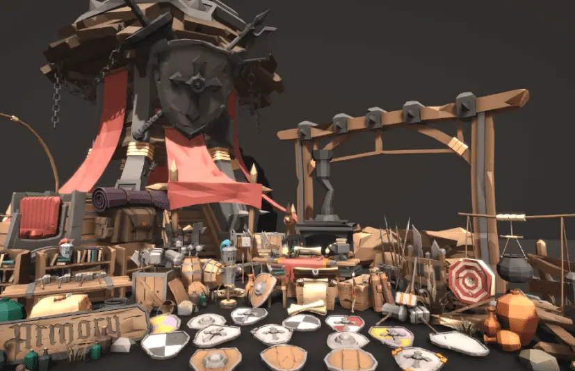 风格化奇幻军械库 - 低多边形3D美术 STYLIZED Fantasy Armory - Low Poly 3D Art