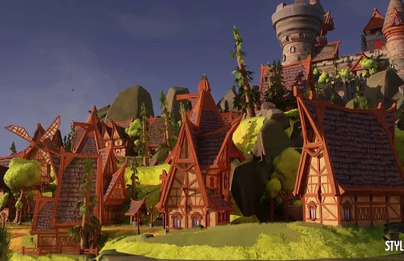 风格化海岛城堡场景 - Stylized Island Castle Environment ( Stylized Island Castle Land Isle Isle 3D )