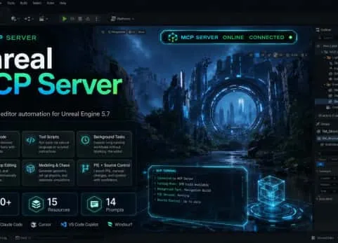 Unreal MCP 服务器 Unreal MCP Server — 370+ AI Tools for UE5 Editor Automation via MCP