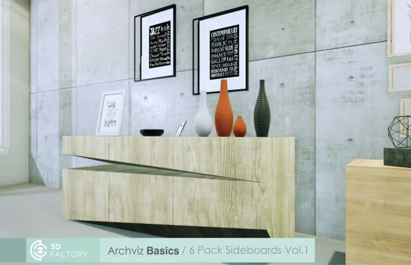 包餐具柜模型 ArchViz Basics - 6 Pack Sideboards