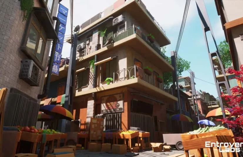 风格化的日本街头——模块化亚洲巷市包 - Stylized Japanese Street - Modular Asian Alley Market Pack