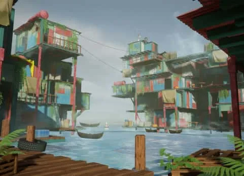 风格化漂浮贫民窟 - Stylized Floating Slums ( Stylized Floating Floating Abandoned City City 3D )