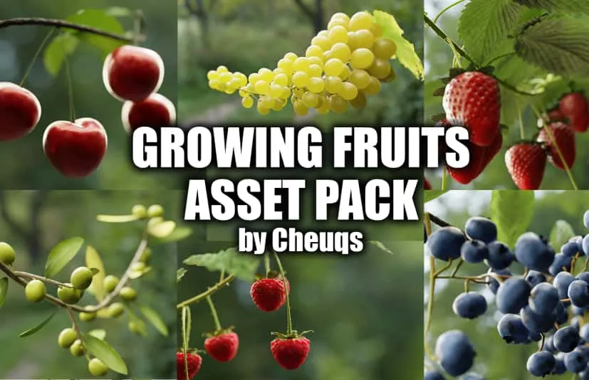 《果实生长》动画资产包  - Growing Fruits - Geo Nodes Curve Asset Pack