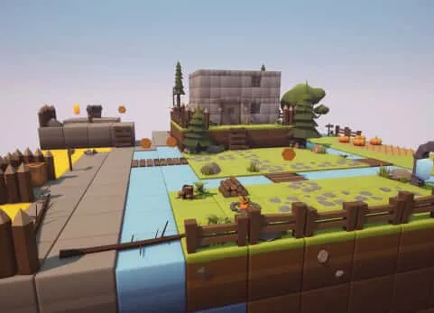 卡通低多边形3D立方体世界 - Cartoon Low Poly 3D Cube World